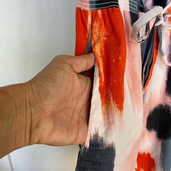 EUC SIMPLY VERA WANG Round Neck, Cinched Waist, Bow-Orange, B & W Sundress MED - Picture 12 of 14